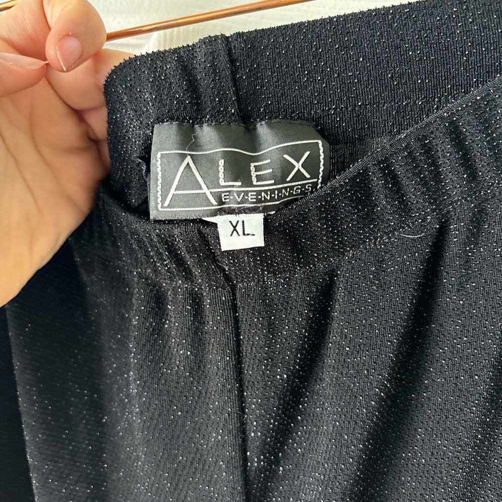 Alex Evenings Black Glitter Wide Leg Pants
